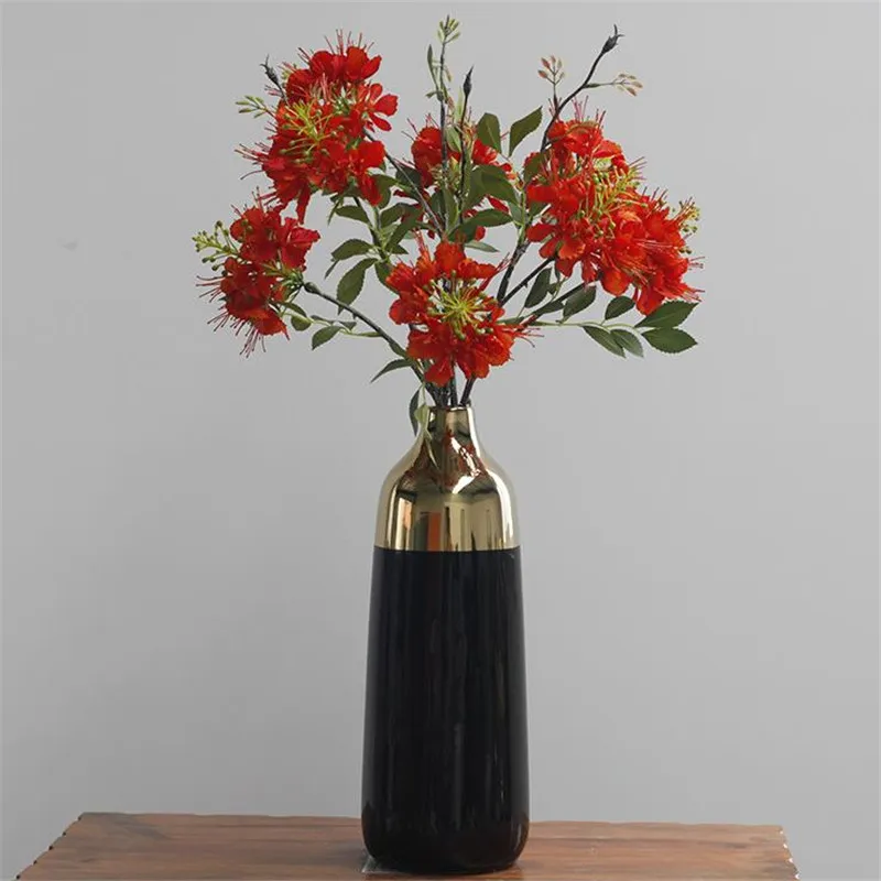 Nep single stam Phoenix Flower (2 koppen/stuk) 20.87 "lengte simulatie delonix regia voor huishuwelijk decoratieve kunstbloemen