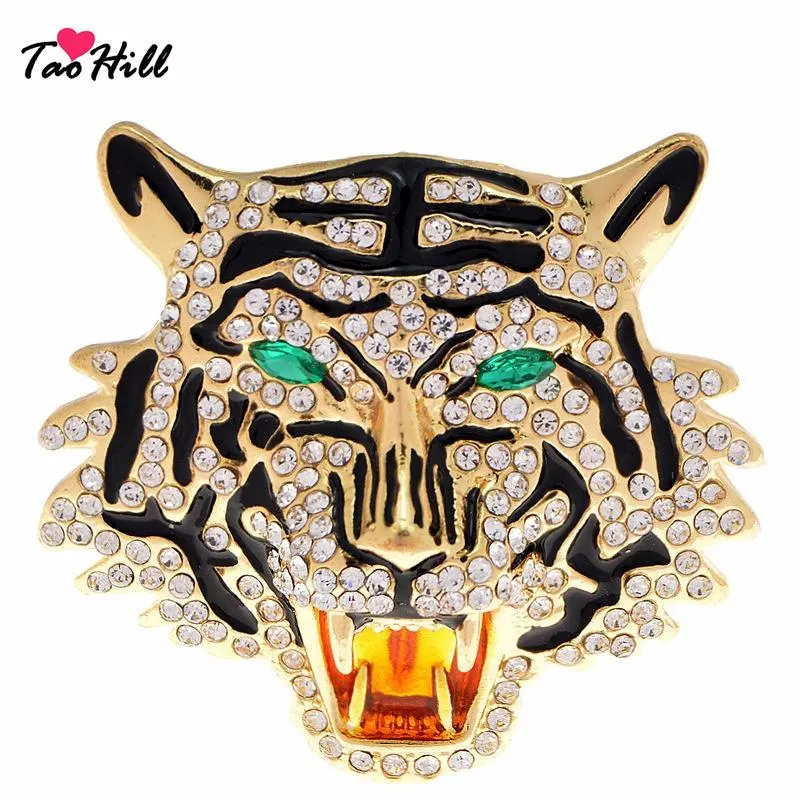Pins, Brooches TaoHill Sparkling Tiger Head Brooch Pins Luxury Animal Women For Dinner Party 2022 Fashion Jewelry Gift