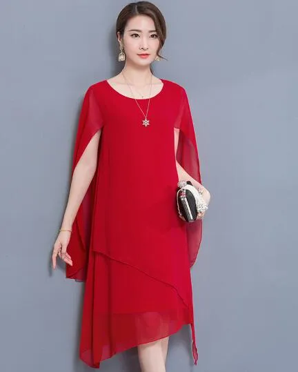 Red cape dress plus size deals