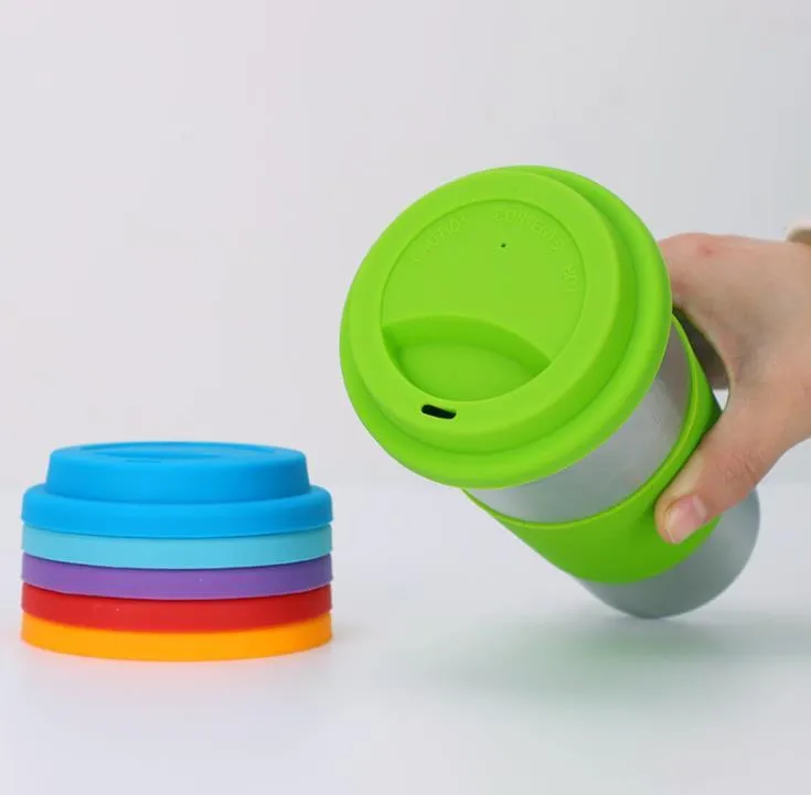 9cm Silicone Cup Lid Reusable Porcelain Coffee Mug Spill Proof Caps Milk Tea Cups Cover Seal Lids SN4358