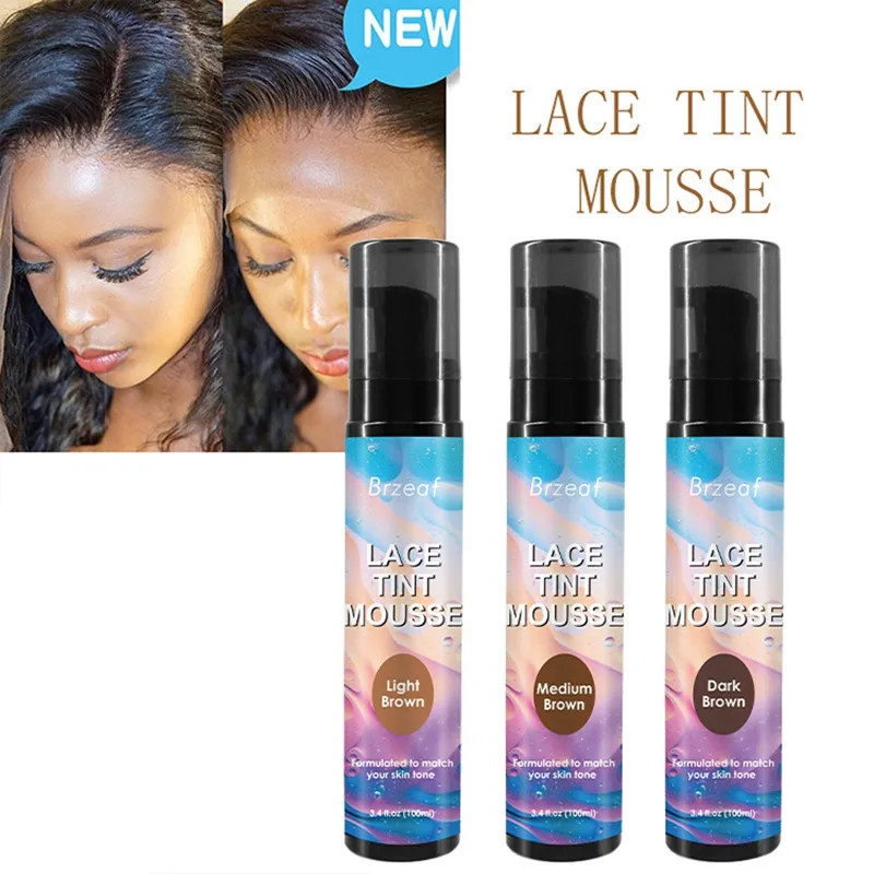 100 ml Lace Tint Spray Färg Wig Adhesive Link Mousse latexfri osynliga lim Mousse skum peruker huvudbonad frisör
