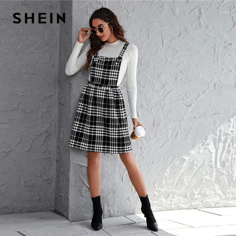 Vestidos Casuales SheIn Houndstooth Impresión A Cuadros Vestido General Vestido General Autumn Straps Pinfore Flowered Preppy Vestidos Cortos1 De 29,81 € | DHgate