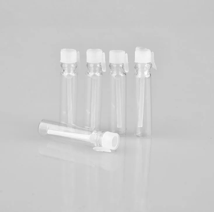 1ml 1cc mini rese glas parfymflaska för eteriska oljor tomt contenitori kosmetisk vuoti för prov tomma flaskor sn1906