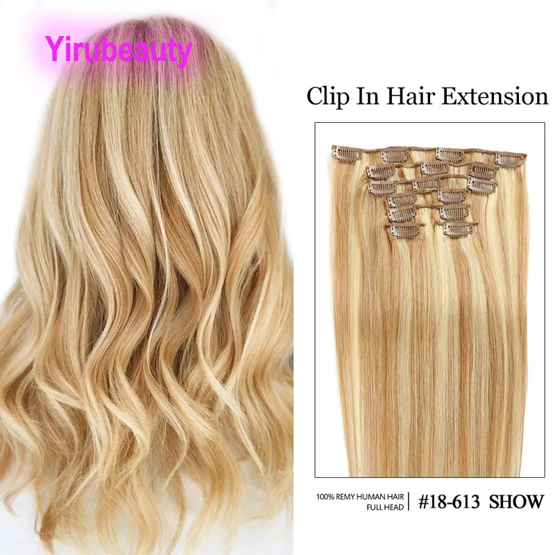 18 Clip In Hair Extensions Piano Color Straight Human Hair  display picture 2