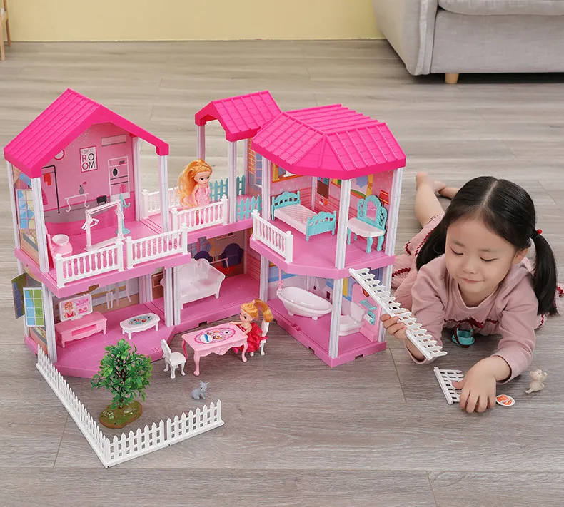 おもちゃの城DIY手作り人形ヴィラ プレイキャッスルトイハウス 女の子のための教育的な誕生日プレゼントのふりをするを 10,747