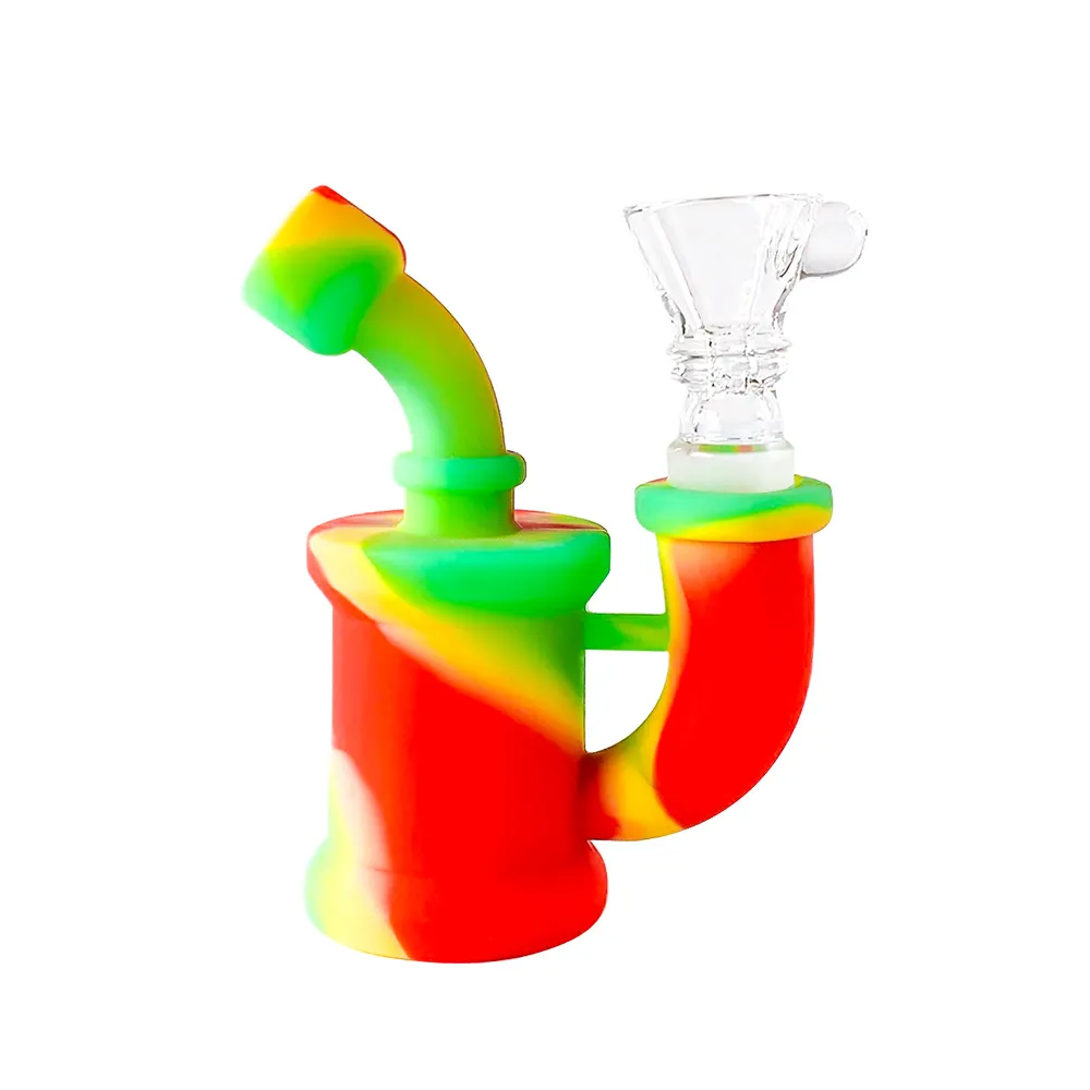 Smoke Pipe Silicone Bong Mini Water Pipes 3.5inch Bubbler Camo Oil