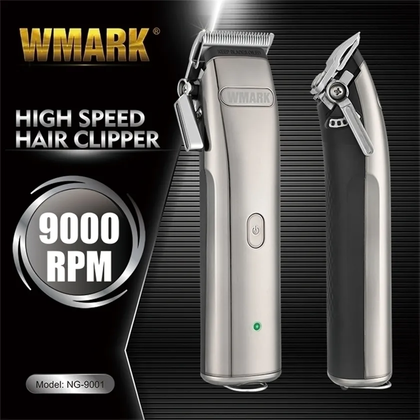 WMARK NG-9001 9000 RPM 4400バッテリープロフェッショナルコードレスヘアクリッパートリマー調整可能な切断レバー220216