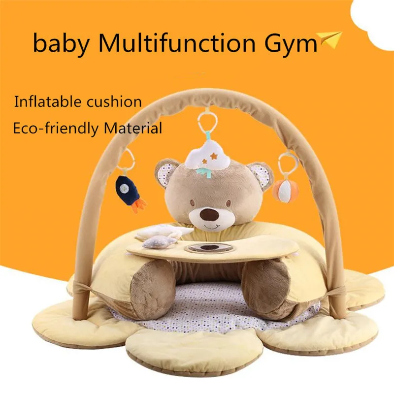 Baby Play Gym Mat Children's Carpet Kids Rug Playmat Baby Crawling Pad With Rack Bear Inflatable Developing Mat Infant Blankets LJ201113