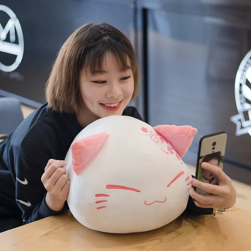 Cute Plush Dumpling Cat Kitten Cherry Blossom Toy Animal Doll Pillow Sofa Baby Room Home