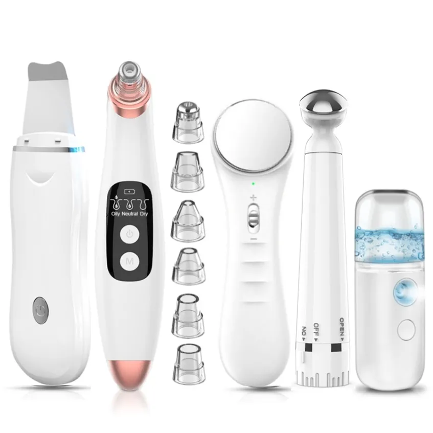 Ultrasonic Skin Scrubber+Blackhead Remover Electric Pore Cleaner+Nano Spray Face Steamer+Facial Massager Instrument+Eye Beauty 220224