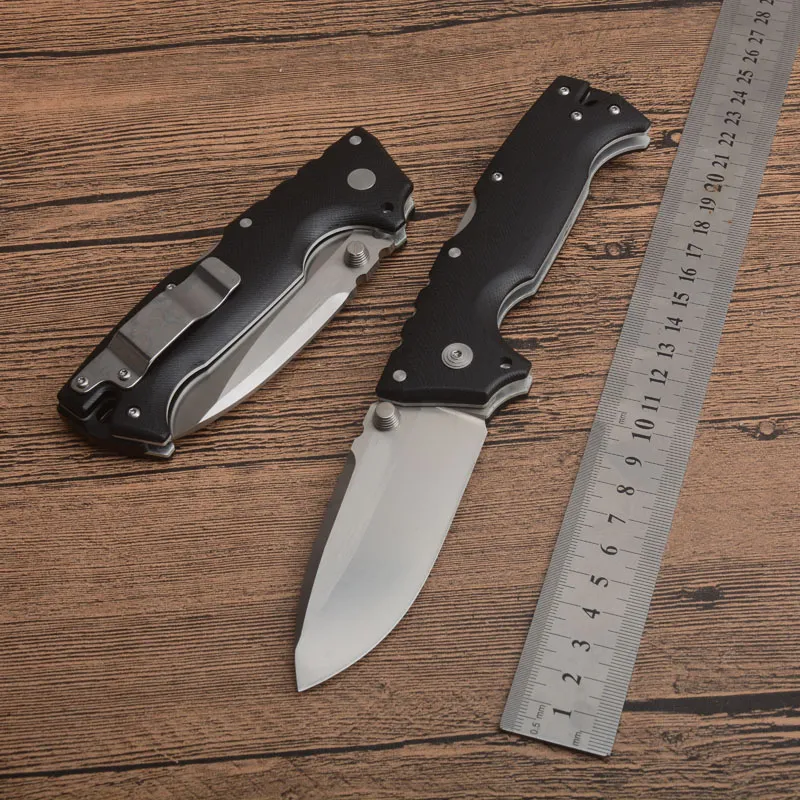 1 pcs de alta qualidade ad-10 tático faca de dobramento S35VN ponto de cetim blade preto g10 + chapa de aço inoxidável punho com caixa de varejo