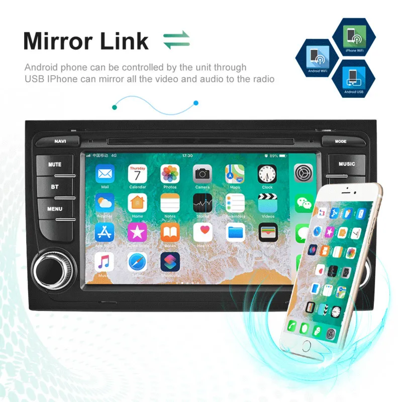 2G + 32G Car Stereo CarPlay / Android Auto 2 DIN 7” + Compatible with –  KIWI CAR PARTS
