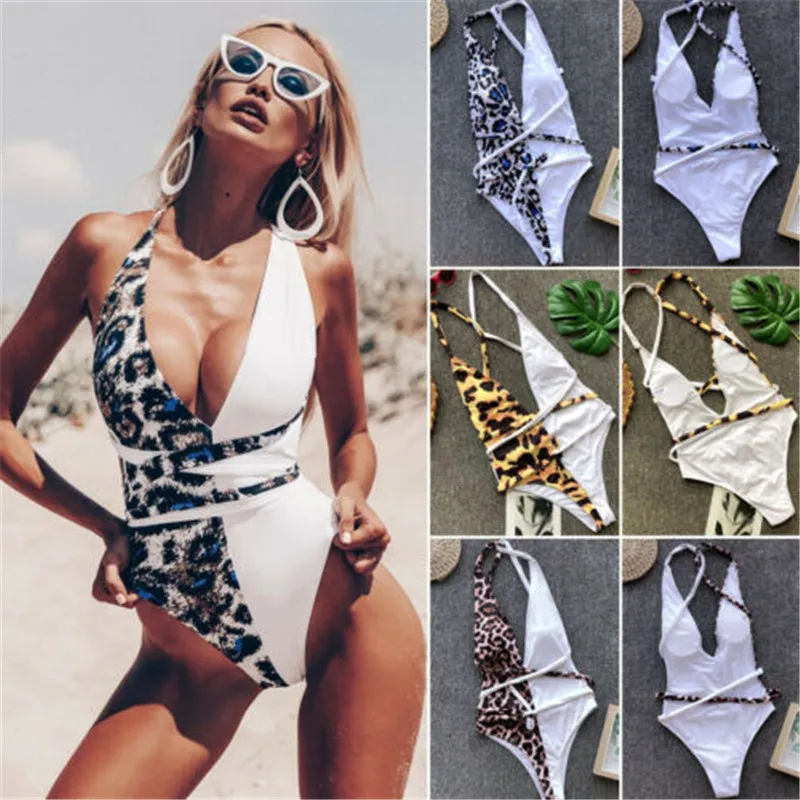 Leopard Snake Print Badeanzüge Frauen Tanga Push Up One Piece Bademode Dame Patchwork Badeanzüge Frauen Badeanzug Bodys T200708