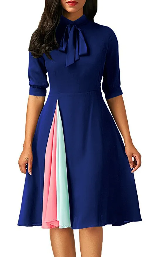 Fashion Lydiaz Polka Dot Pop Sleeve Flare Dress -Yellow/Navy Blue | Jumia  Nigeria