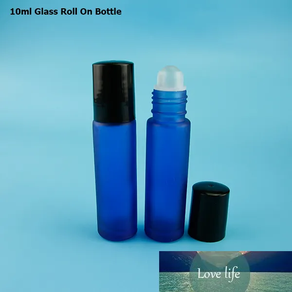 20 pz/lotto di Alta Qualità 10 ml Bottiglia di Olio Essenziale di Vetro Blu Roll on 1/3 OZ Profumo Contenitore Cosmetico Refiilable Trucco vaso