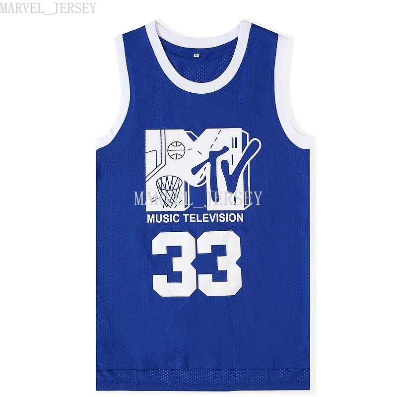 Tani Custom Will Smith # 33 MTV Music TV Blue Koszykówka Jersey XS-5XL NCAA