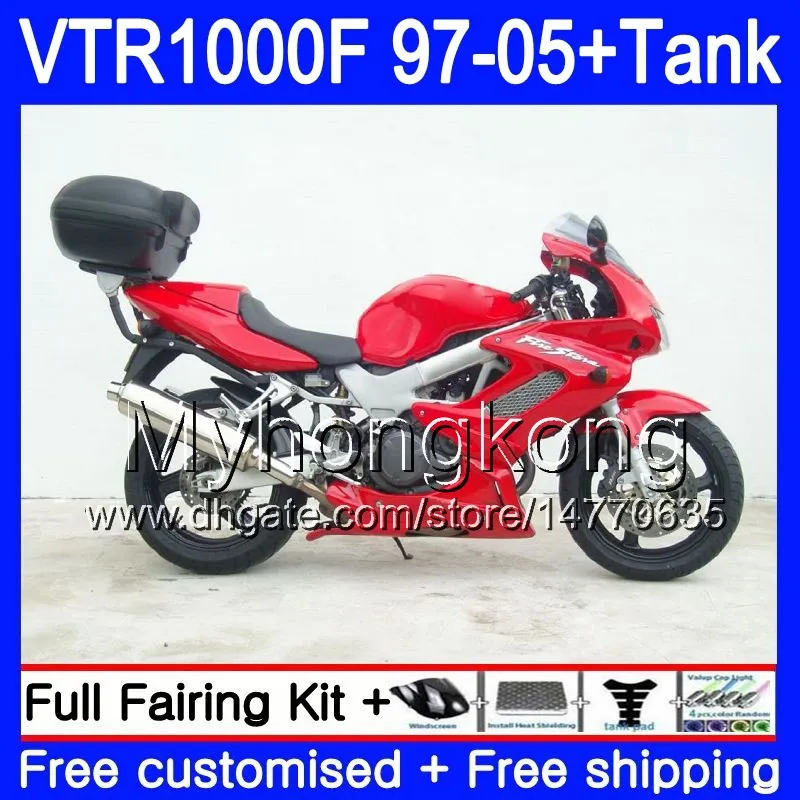 Body + Tank voor Honda Superhawk VTR1000F Fabrieksrood 97 98 99 00 01 05 56HM.37 VTR1000 F VTR 1000 F 1000F 1997 1998 1999 2000 2001 Valerijen