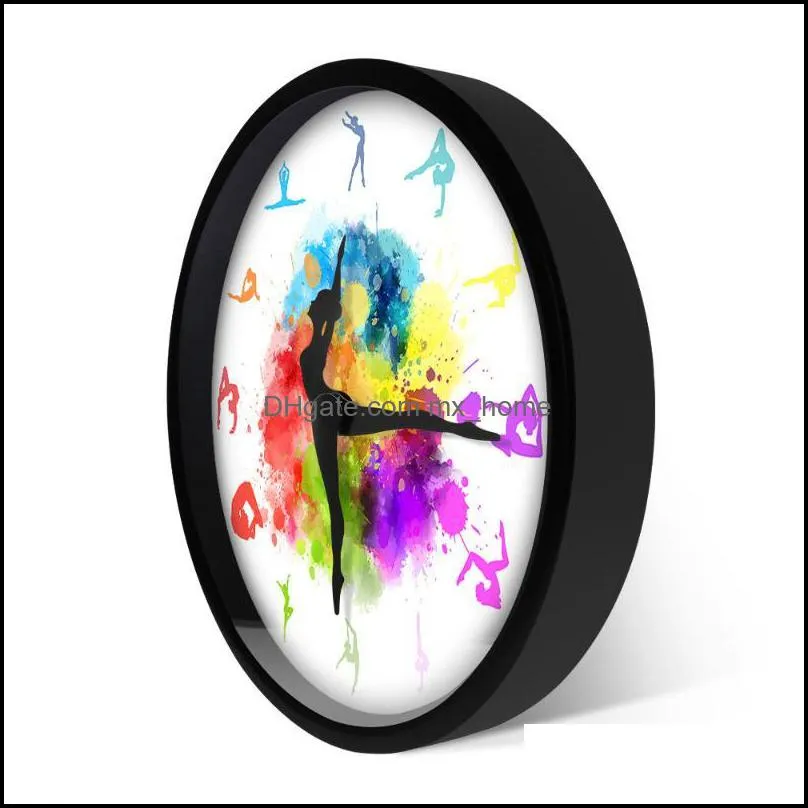 Wall Clocks Gymnastics Girls Colorful Printed Clock Sports Home Decor Gymnast Moving Hands Decorative Watch For Room