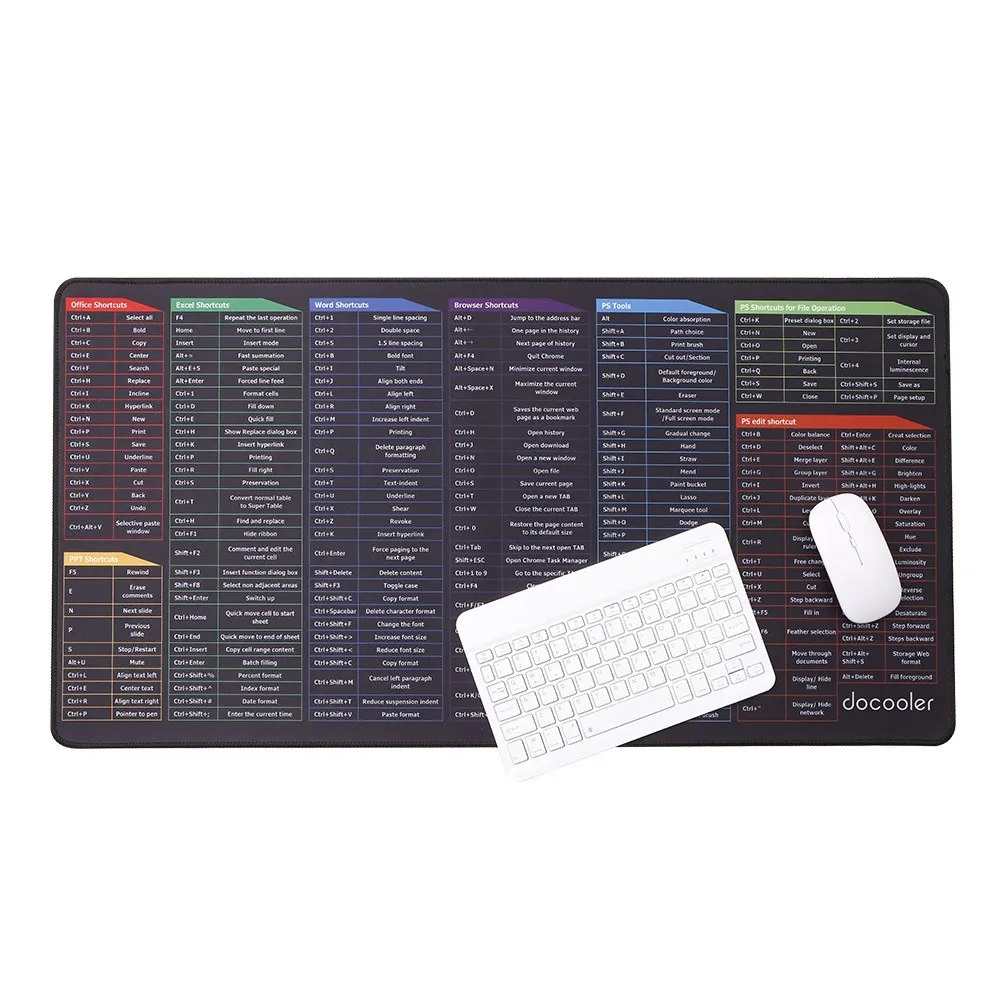 Alfombrilla De Ratón Grande Excel - 80x30 Cm, Con Atajos De Oficina, Antideslizante, Para Gaming Y Trabajo