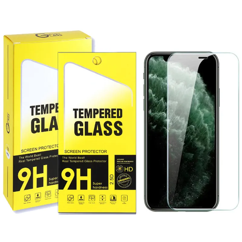 ل 2020 حامي الشاشة الزجاجي المقسى من iPhone 9h 2.5D لفون 12 13 13Pro ماكس X مع صندوق البيع بالتجزئة