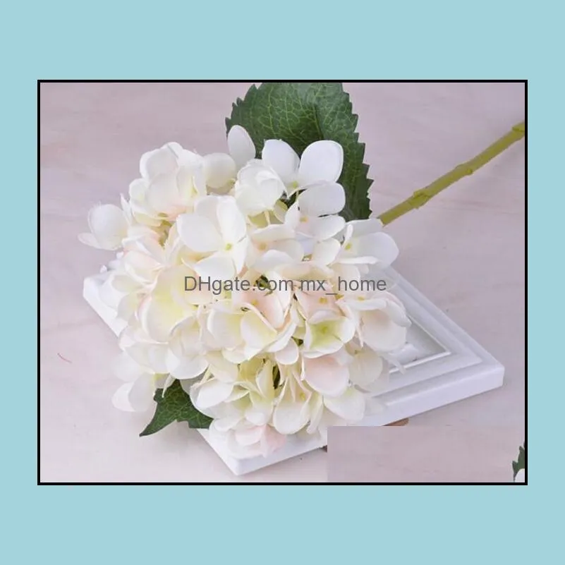 18 colors artificial hydrangea flower fake silk single real touch bouquet hydrangeas for wedding centerpieces home party decorative