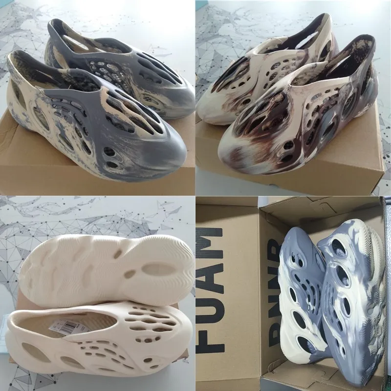 Yeezy Slippers Kanye West Dupe AAAAA Designer Boots Foam Runners Sandals Mens Moon Gray Slippers Graffiti Bone Resin Desert Sand Slipper Men Women Shoes 36-45 Box
