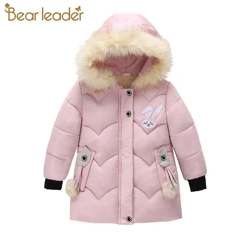 Bear Leader 3-5 Anos Meninas Desenhos Animados Parkas com Capuz Novo Inverno Crianças Menina Adorável Casaco Casaco Quente Grosso Casacos Casuais Crianças LJ201125