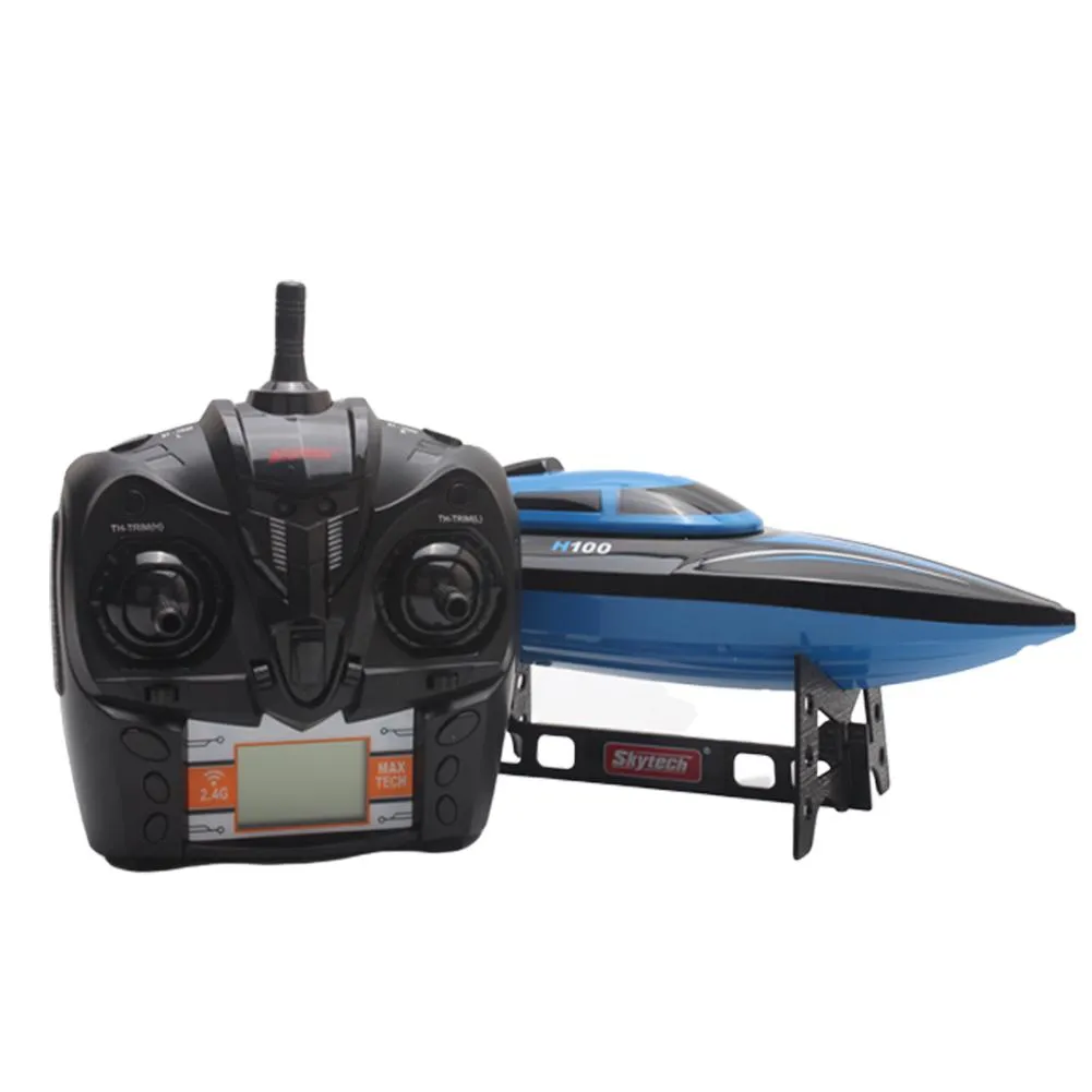 RCtown Tkkj H100 RC Barco de alta velocidade 2.4GHz 4 Canal 30km / H Racing Barco de controle remoto com comprimento de tela LCD Crianças brinquedos # x0709