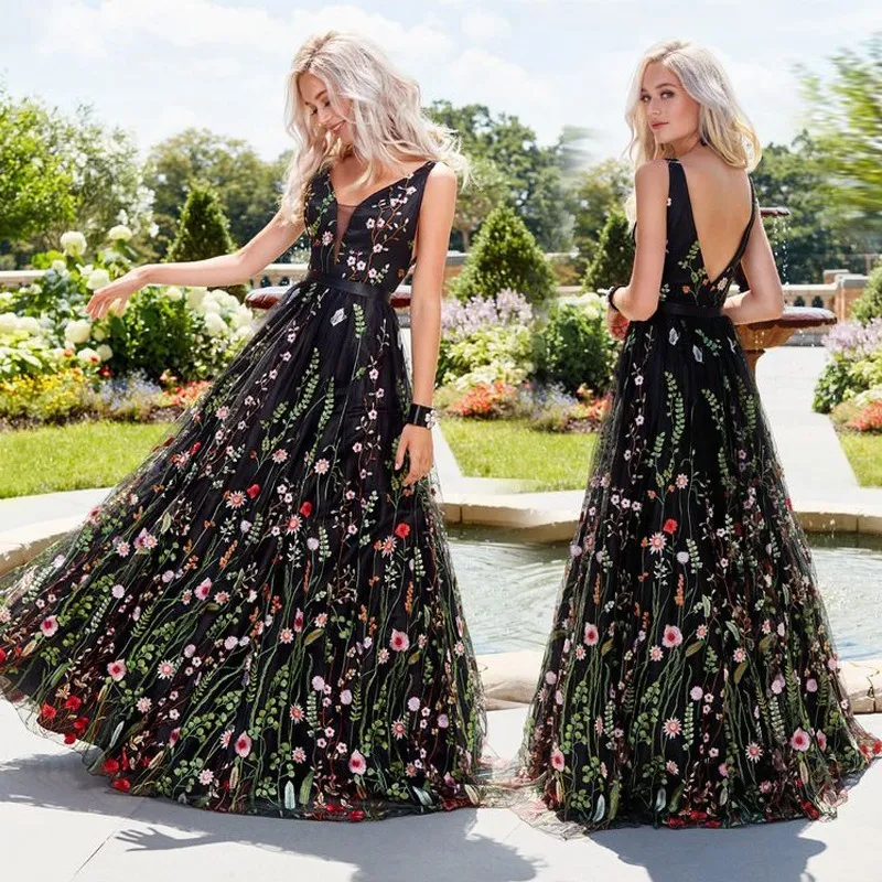 Classic Black European Designer V Neck Women Long Long Black Evening Gowns  With Long Sleeves Indian Style Evening Banquet Dress From Forever_love_u,  $217.09 | DHgate.Com