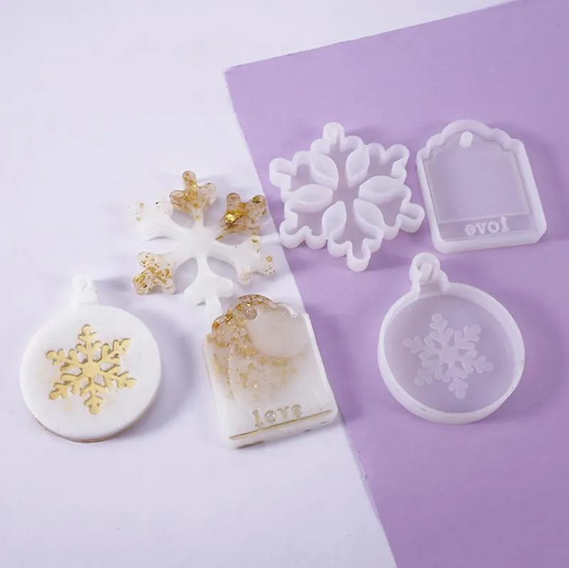 Crystal Epoxy Resin Snowflake Mold Christmas Ornaments Pendant Mould
