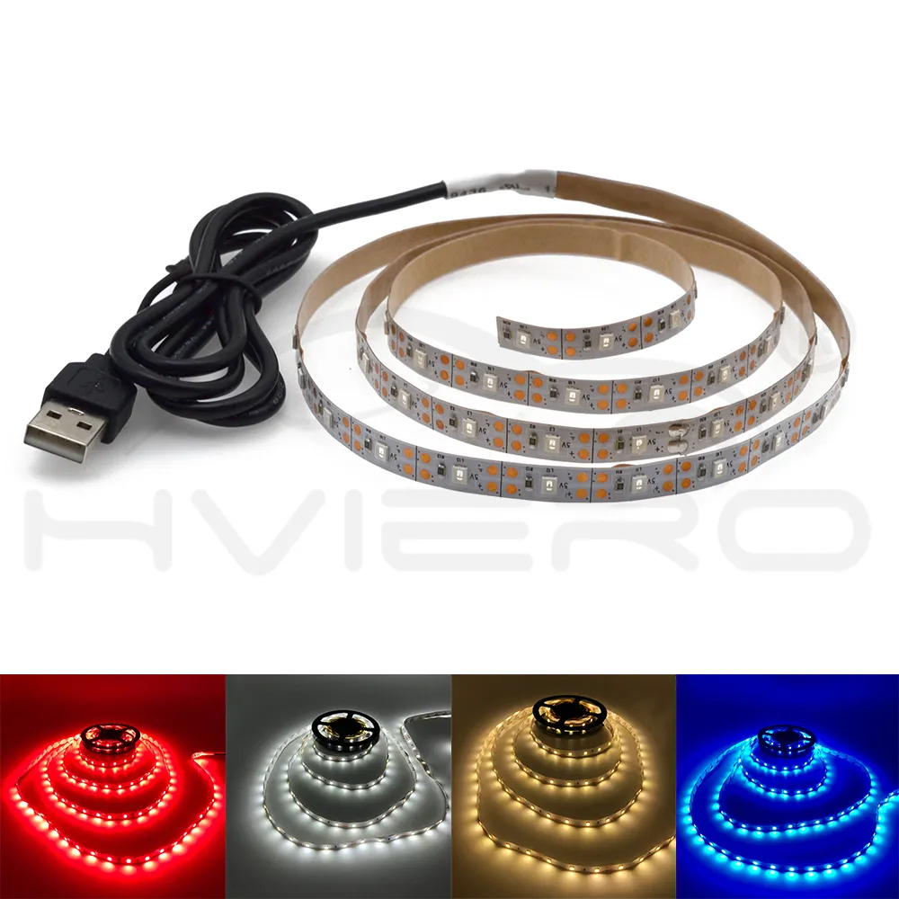 Hviero 5V 50CM 1M 2M 3M 4M 5M USB Cable Power LED strip light lamp SMD 3528 Christmas desk Decor lamp tape For TV Background Lighting