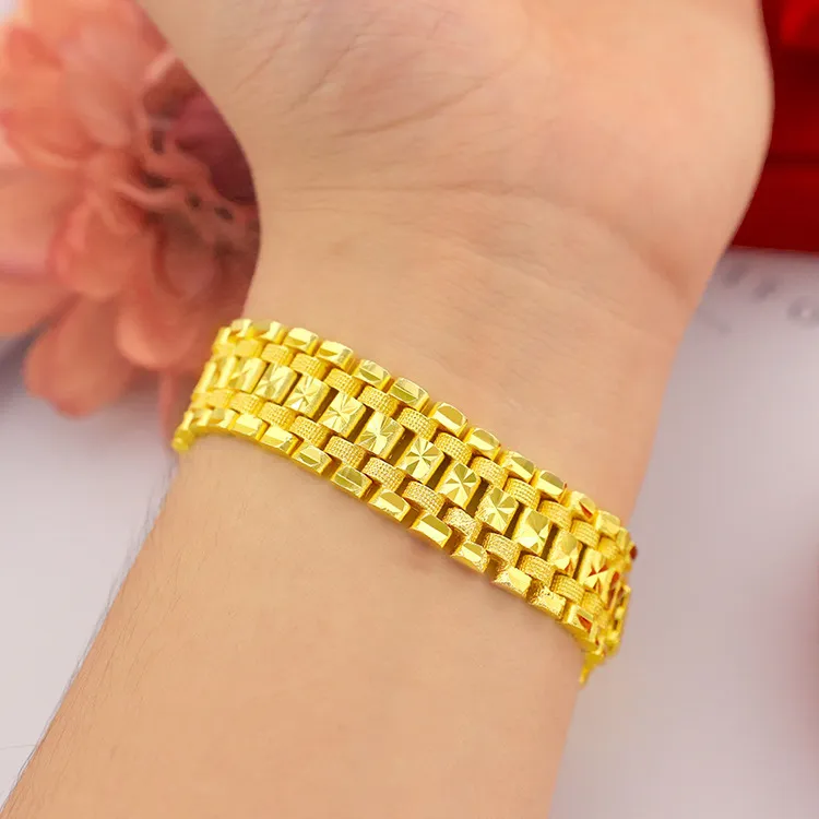 Men's 22K 23K 24K THAI BAHT YELLOW GOLD GP Bracelet 7 inch 50 Grams 15 MM |  eBay