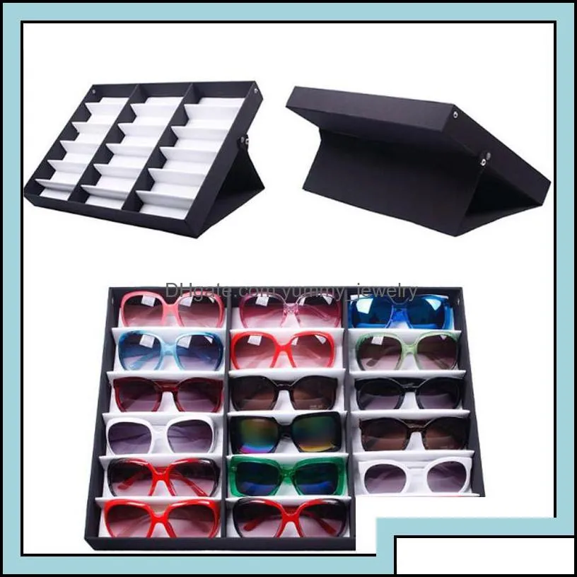 عرض تعبئة المجوهرات الأخرى الأزياء نظارات Sunglass Sunglass Trames Tray BK Price Date Storage Case Fox for Eyeglass 18pcs