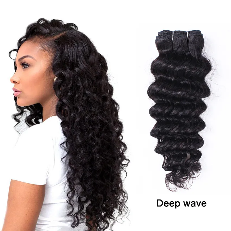 Virgin Weave Wefts 1 kg Hurtowe pakiety surowe dziewicze indyjskie splot proste ciało głębokie kręcone naturalny brązowy kolor nieprzetworzony ludzki rozszerzenia 10-26 cali