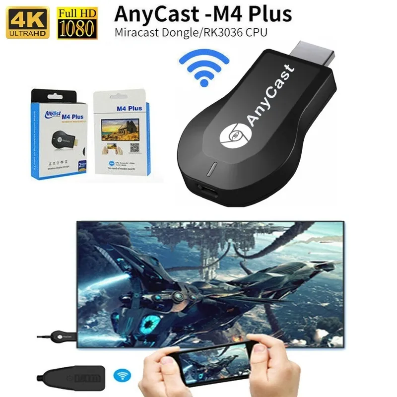 Mini accessoires de télévision intelligent Anycast M4 plus 1080P adaptateur Multiple Android WiFi Dongle DLNA Airplay Smar TV Stick