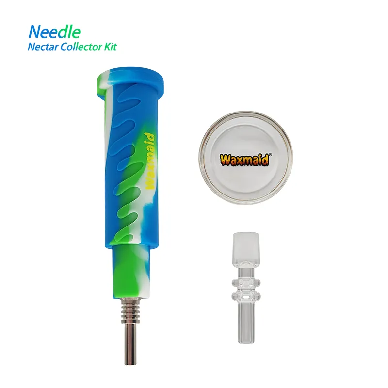 Waxmeisje groothandel 5 inch naald nectar collector kit roken accessoires met titanium nagel dab glazen kom en quartz nial schip uit Ca Warehouse