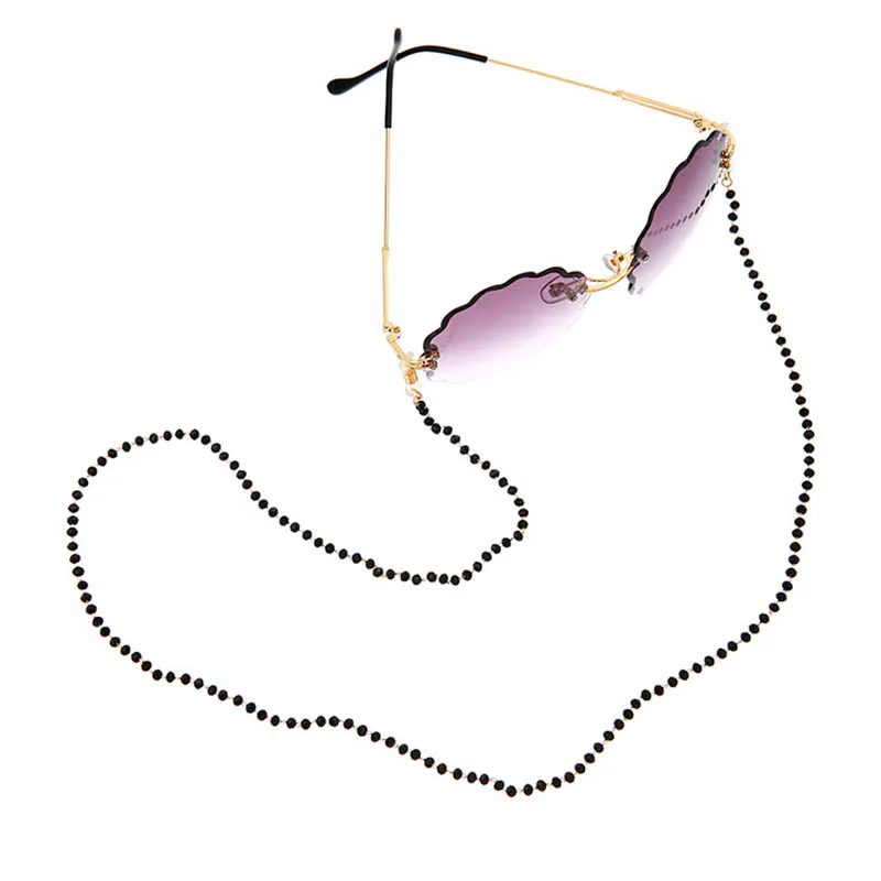 Новое прибытие Роскошные очки Chain Красивые Искусственный кристалл Mix Металл Ссылка для женщин способа очки черных кристаллов цепи
