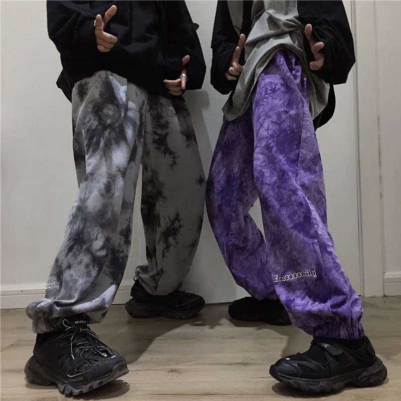 Neon Tie Dye Loose Jogging Pantalons Femmes Taille Haute Harajuku Pantalon Plus La Taille Femme Mode Streetwear Pantalons Femmes Pantalons De Survêtement 201106