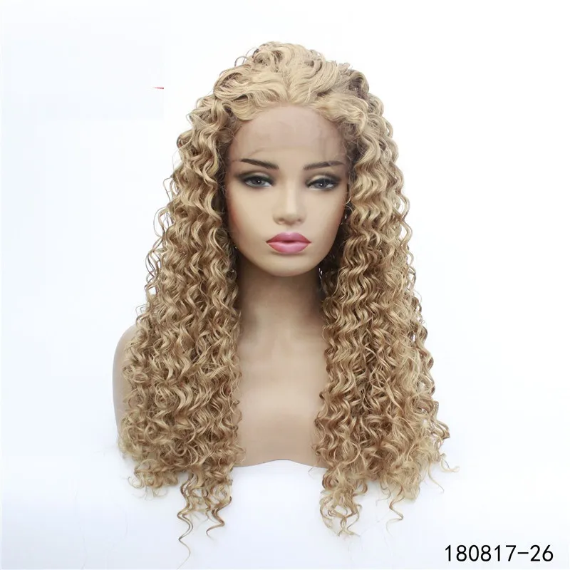 Kinky Curly Sintetic HD Transparente Lace-Frontal Peruca Peruca Humano Cabelo Perucas Frontais 14 ~ 26 polegadas Pelucas 180817-26