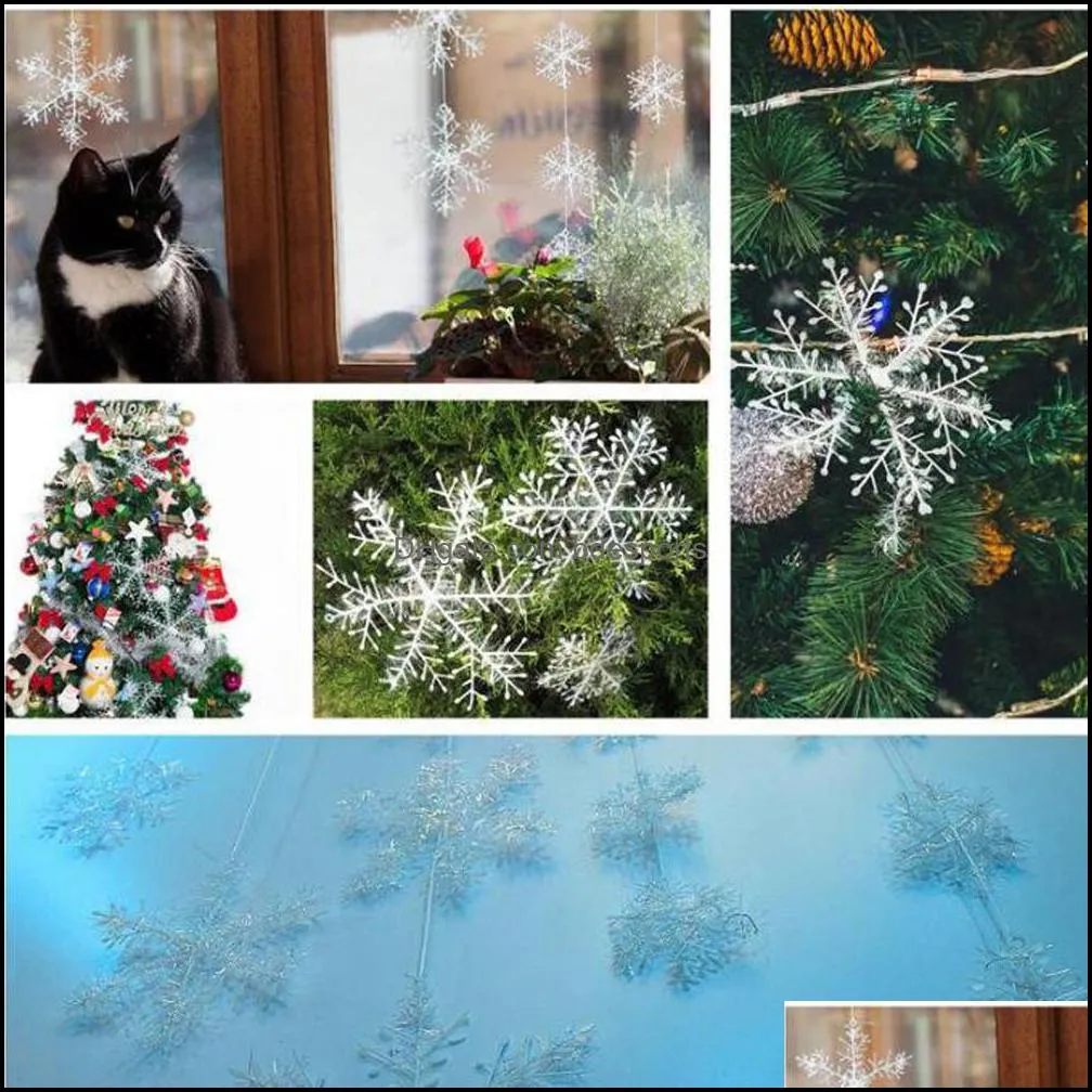 White Snowflake Decorations Hanging Snowflake Christmas Tree Decorations for Home Weddding party 6pcs Trees Window Stickera43
