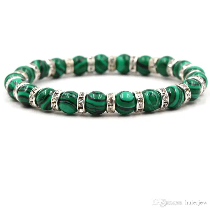 beau bracelet en pierre de malachite Bracelet homme cadeau d'anniversaire bracelet en perles de pierre