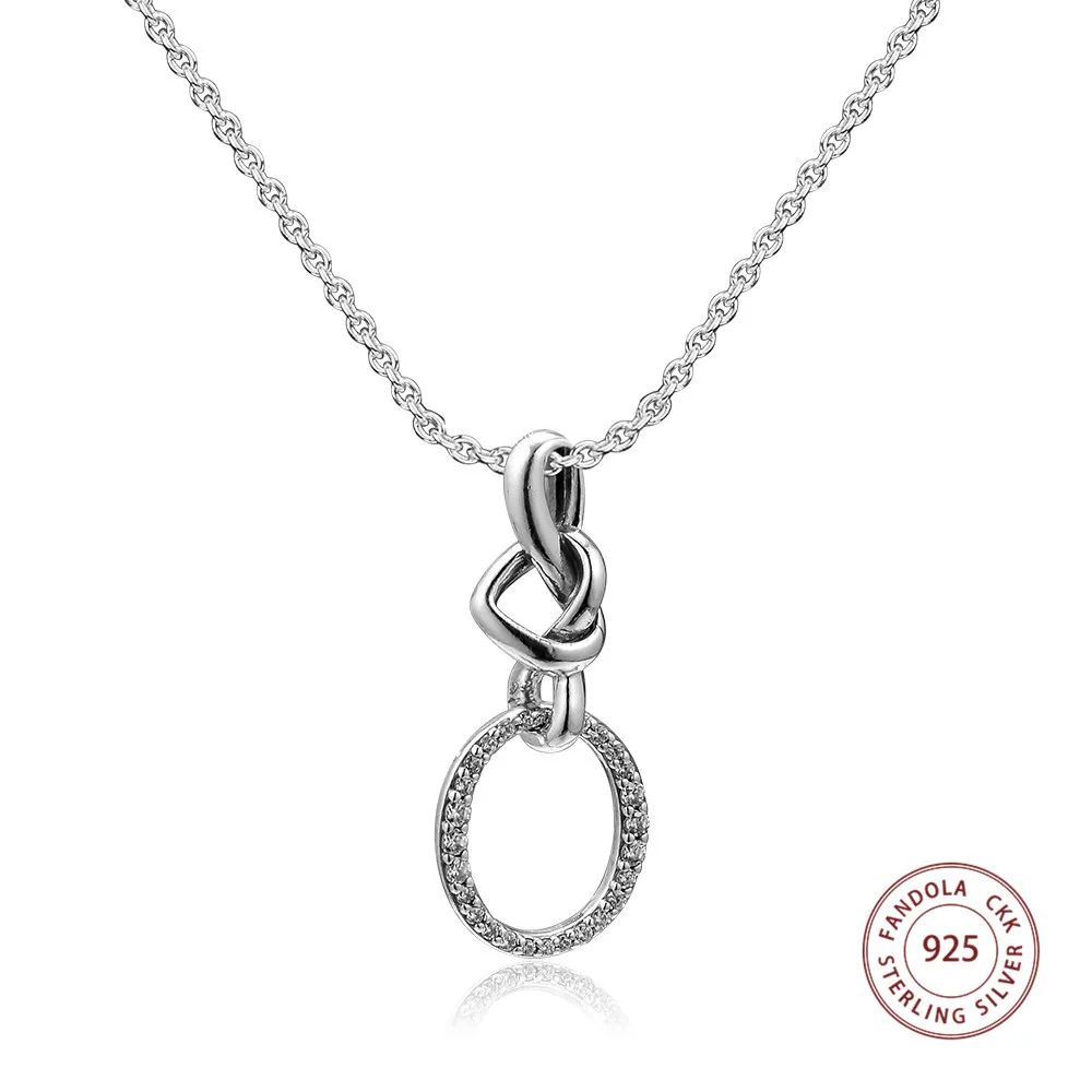 Collier coeur noué colliers 925 chaîne en argent Sterling pendentifs colliers pour femmes bijoux originaux collier mujer Q0531