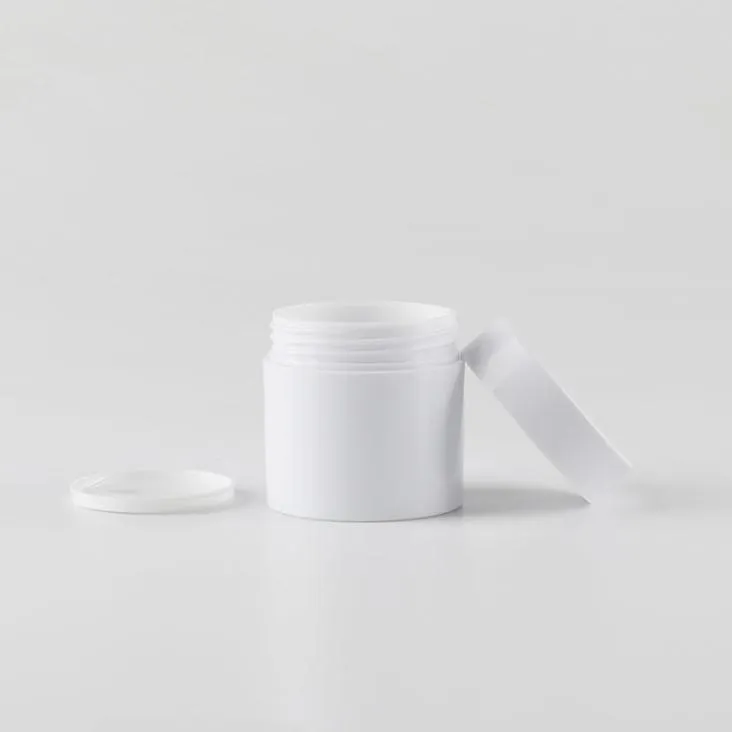 Pots de crème ronds blancs de 50g, contenants en plastique, bouteilles d'emballage d'échantillons cosmétiques Expédition rapide SN4866