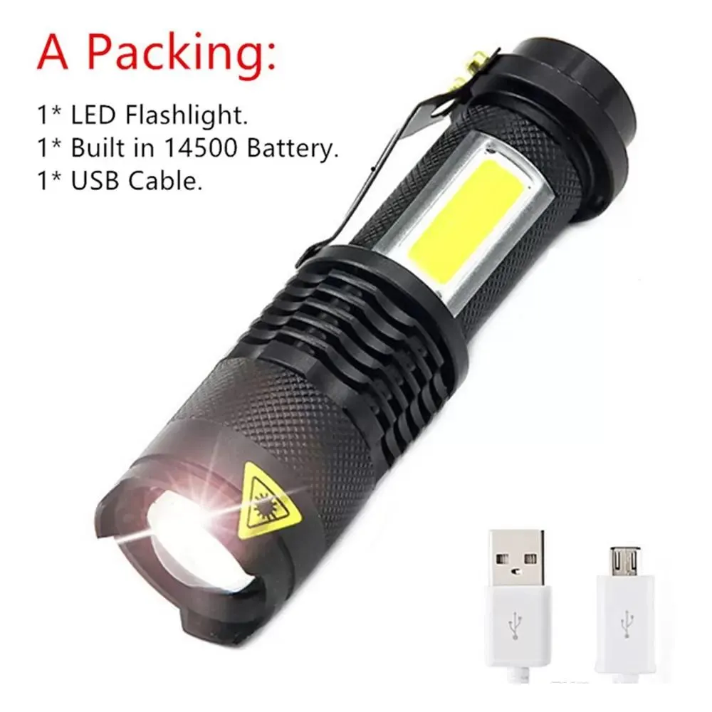 2000lm q5 led tactical rechargeable usb flashlight Flashlights 2000 High Lumens C rechargeable battery Flashlight 2000lm Q5 Aa 14500