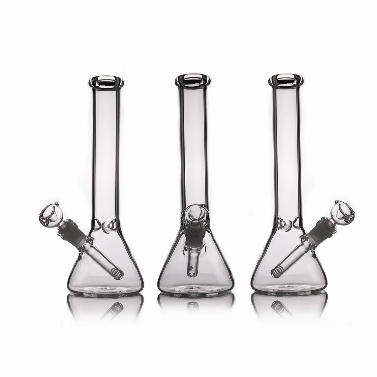 Clear Glass Bong Beaker base tuberías de agua Hookahs bongs ice catcher espesor 11 pulgadas