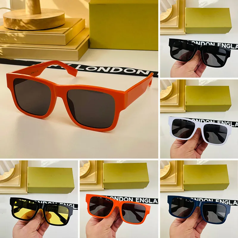 lettering logo Sunglasses 4358 Mens Fashion Classic Thick Plate orange BLACK White Square Frame Designer Sun Glasses Casual Vacation Anti-UV400 Protection women