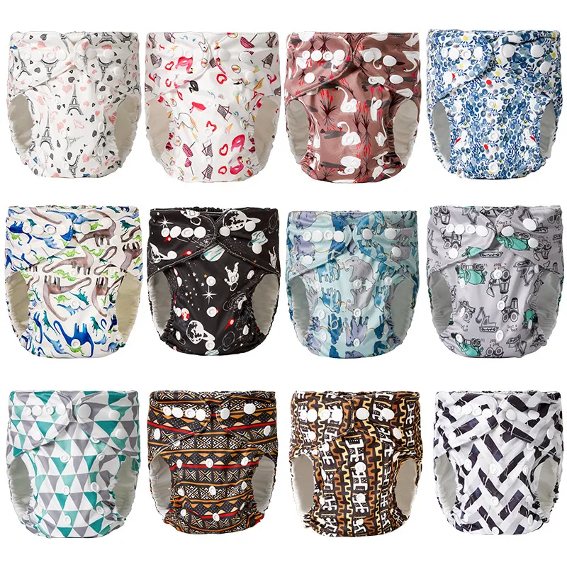 12 Styles Newborn Baby Cloth Diapers Cartoon Dinosaur Car Diapers Pants Infant Toddler Washable Adjustable Nappy Pants Reusable M2945