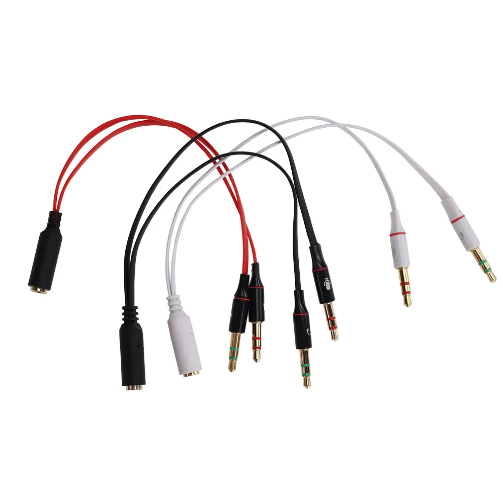 Audio -adapterkabels 3,5 mm 2 jack mannelijk tot 1 vrouwelijke hoofdtelefoon microfoon y splitter aux kabelsnoer