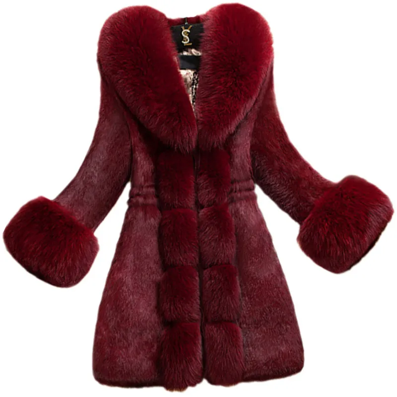 Womens Thickened rabbit fur Coats Fashion Slimfit Plus Size Winter Warm Jacket for Women 2021