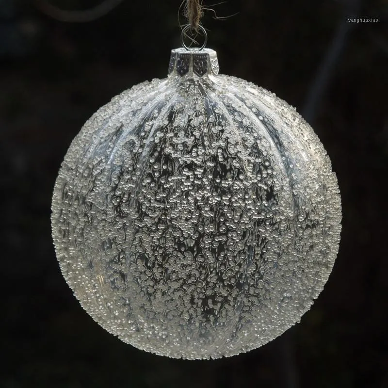 Kerst decoraties diameter = 6cm gestreepte glazen bal transparante globe met chips boom hanger ornament bal1